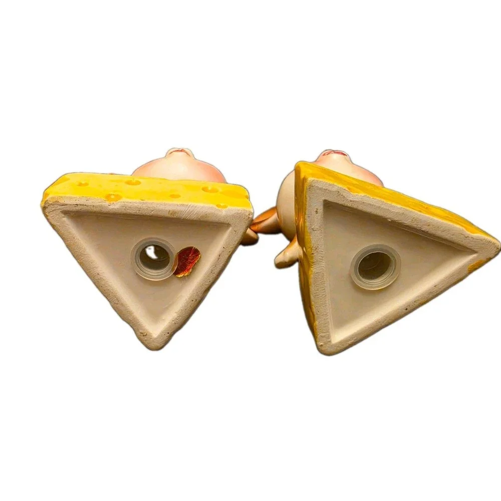 Vintage Mice Cheese Salt Pepper Shakers Japan Ceramic Hand Painted Cute